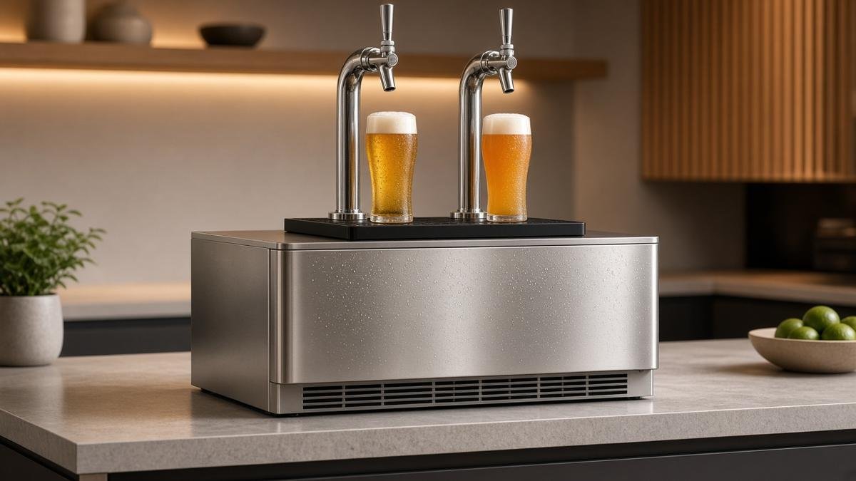 Home kegerator with two taps